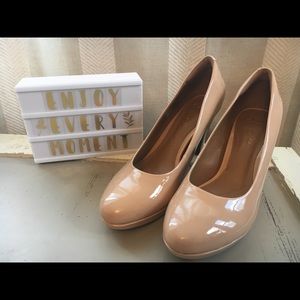 Glossy Nude Heels with soft cushion sole